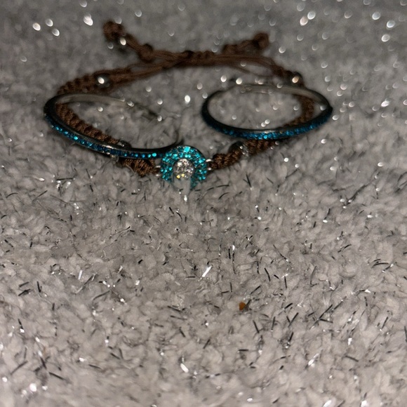 Turquoise earring and brown/turquoise bracelet set! - Picture 3 of 4